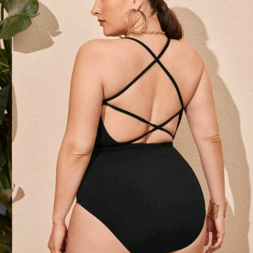 Black cris cross bathing suit